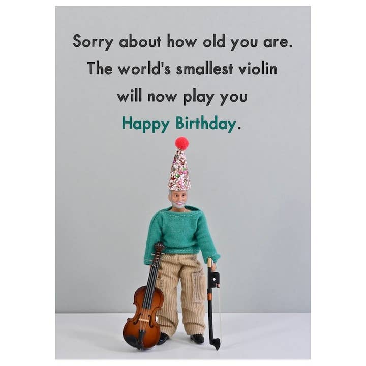 Small Violin | Happy Birthday | Cards for Him | Funny Card for wholesale by Bold & Bright