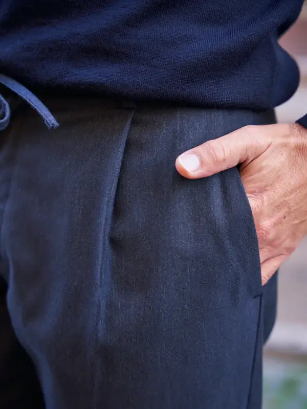 MONSIEUR MIMOSA - Wholesale Pants - Men's - NAVY COTTON/WOOL JOGPANTS1