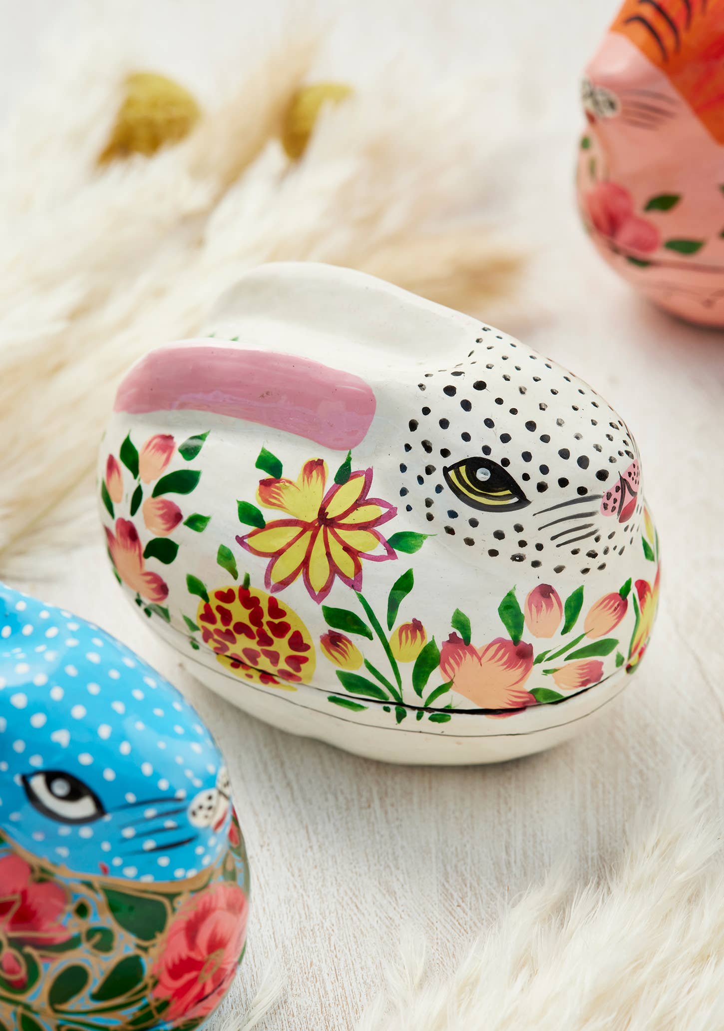 Namaste - Wholesale Decorative Box - Kashmiri Floral Bunny Handpainted Easter Gift Box3