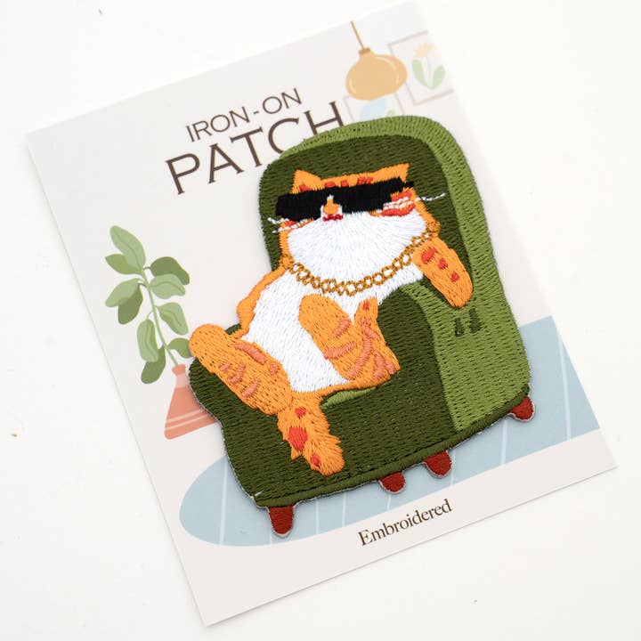 U PLUS INC - Vendita all'ingrosso Toppe - Toppa da stiro Gatto Rilassato - Gattino Rilassato Ricamato