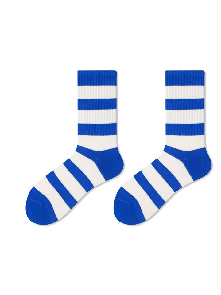 Gestreifte Meeres-Socken in Blau und Weiß für den Großhandel von Marc JoJo