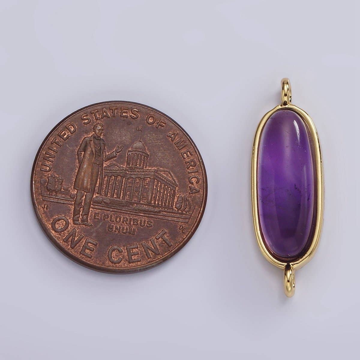 Aim Eternal - Wholesale Individual Charm/Pendant - 14K Gold Filled 24mm Natural Gemstone Oblong Bezel Connector | G229 - G2378