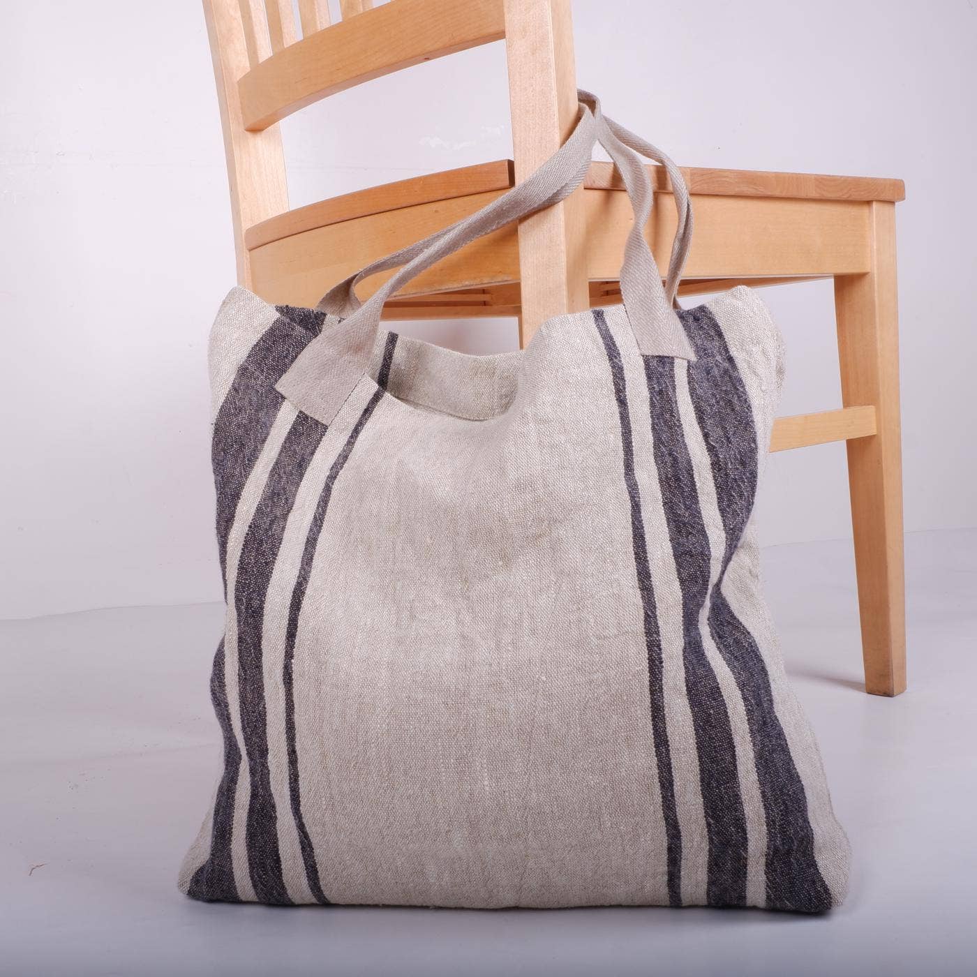 NorraVilla - Wholesale Kruidenierswinkel/boodschappentas - Zwarte linnen boodschappentas met structuur4