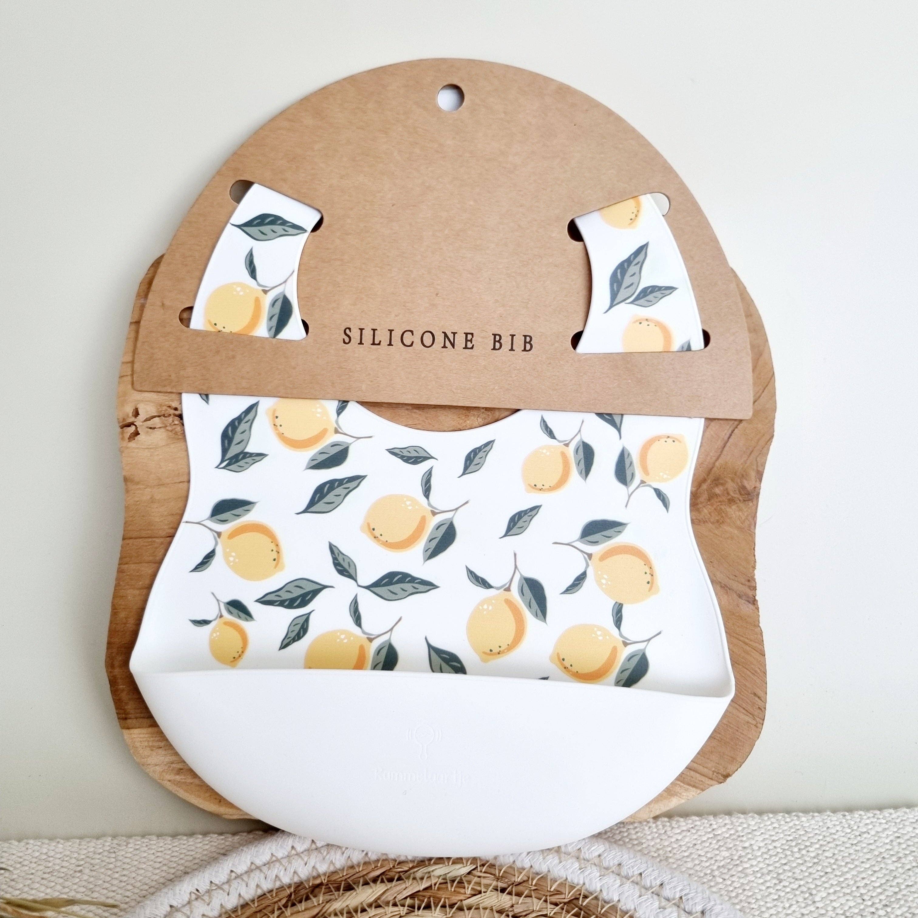 Rammelaartje - Wholesale Bib - Baby - Silicone bib with catch tray Lemons - White1