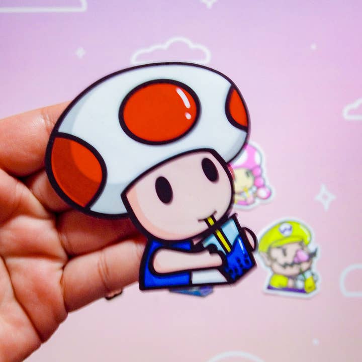 Cutesewluna LLC - Wholesale Sticker - Mario x Boba Vinyl Sticker NEW ART Luigi Wario Waluigi Peach