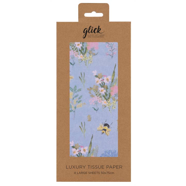 Glick - Wholesale Tissue Paper - TISSUE STEPHANIE DYMENT BLUE BEES 4 SHEETS