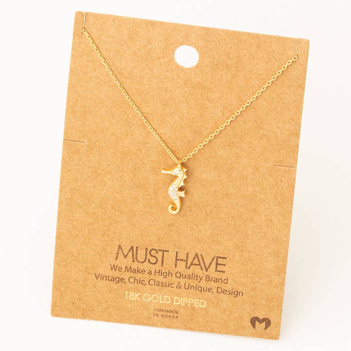 Fame Accessories - Wholesale Pendant/Charm Necklace - Mini Sea Horse Pendant Necklace