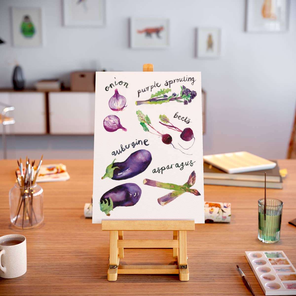 Rosie Webb illustrations - Wholesale Art Print - Purple kitchen3