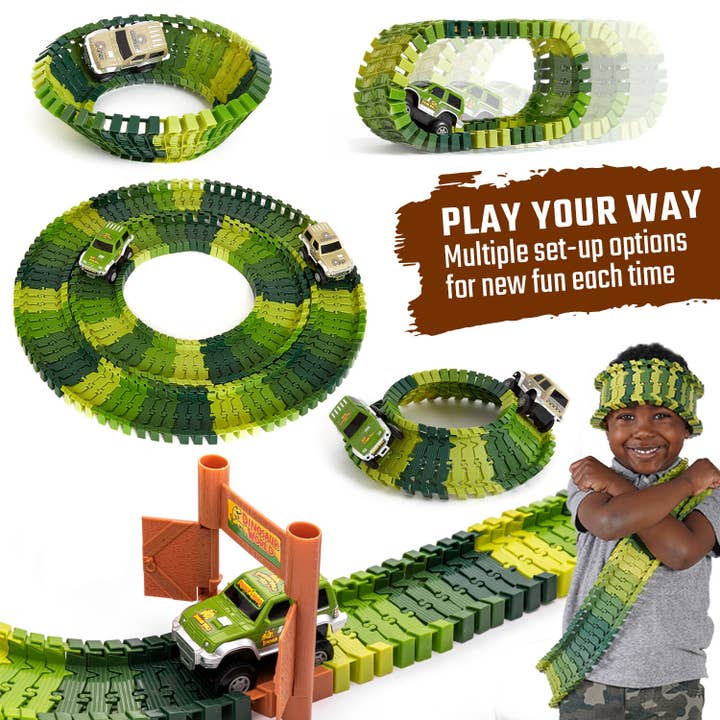 JitteryGit - Wholesale Toy Set - Kids - Dinosaur Race Car Track Set Toy, STEM Glow In The Dark Toy