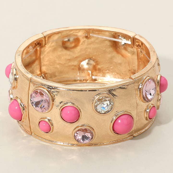 Sensibling Corp. - Vente Bracelet jonc - Bracelet élastique large à déclaration avec pierres en verre serties11