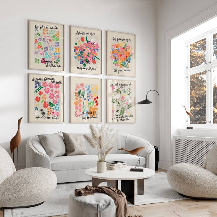 Seanfhocail Floral Print Set x6 for wholesale by As Gaeilge