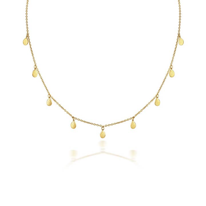 Apple Nine Pip Necklace, Gold for wholesale by Little By Little Jewellery