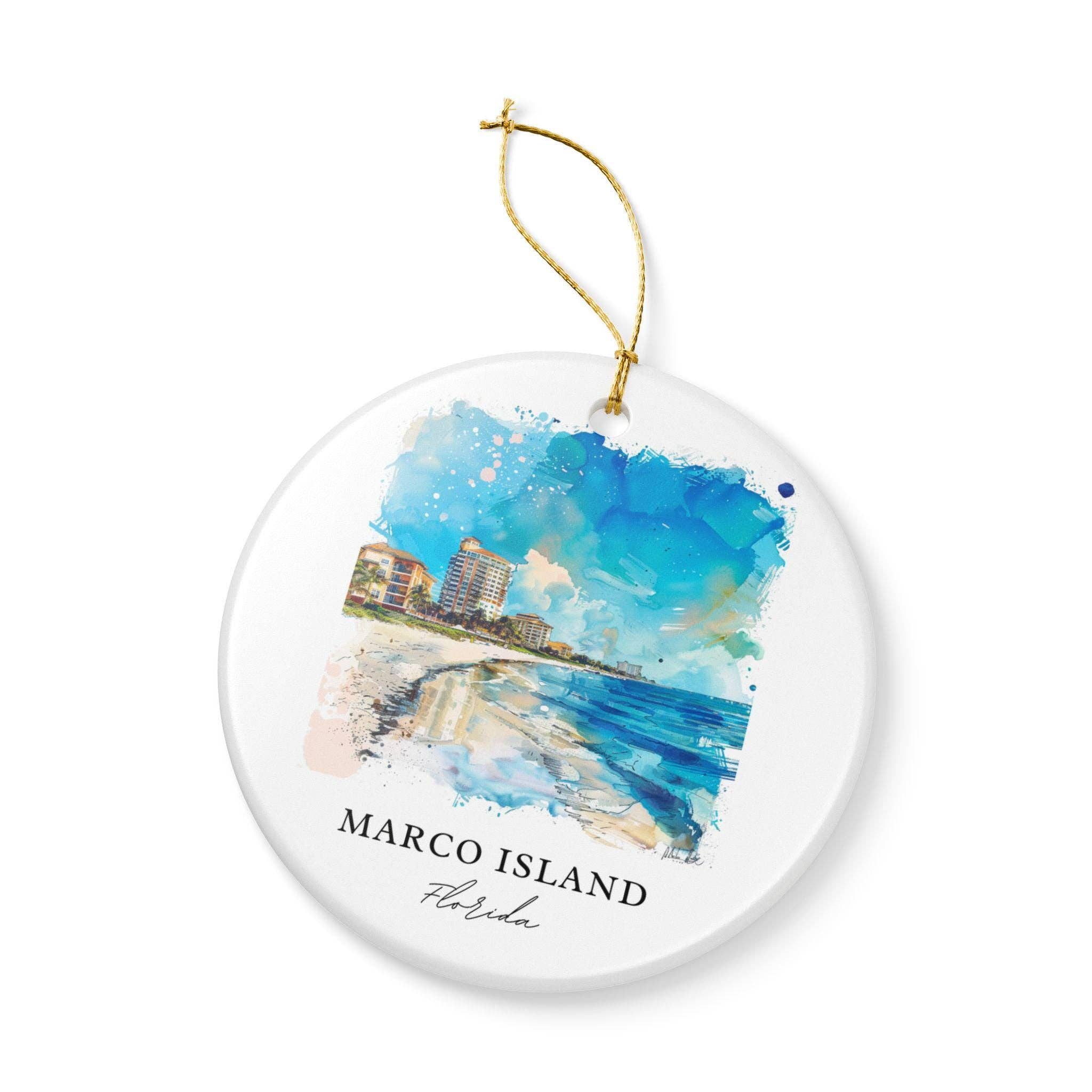 Premium Travel Art - Vendita all'ingrosso Decorazione - Ornamento di Marco Island: Souvenir Unico di Marco Island, Decorazione Natalizia di Marco Island e Autentico Regalo di Marco Island FL3