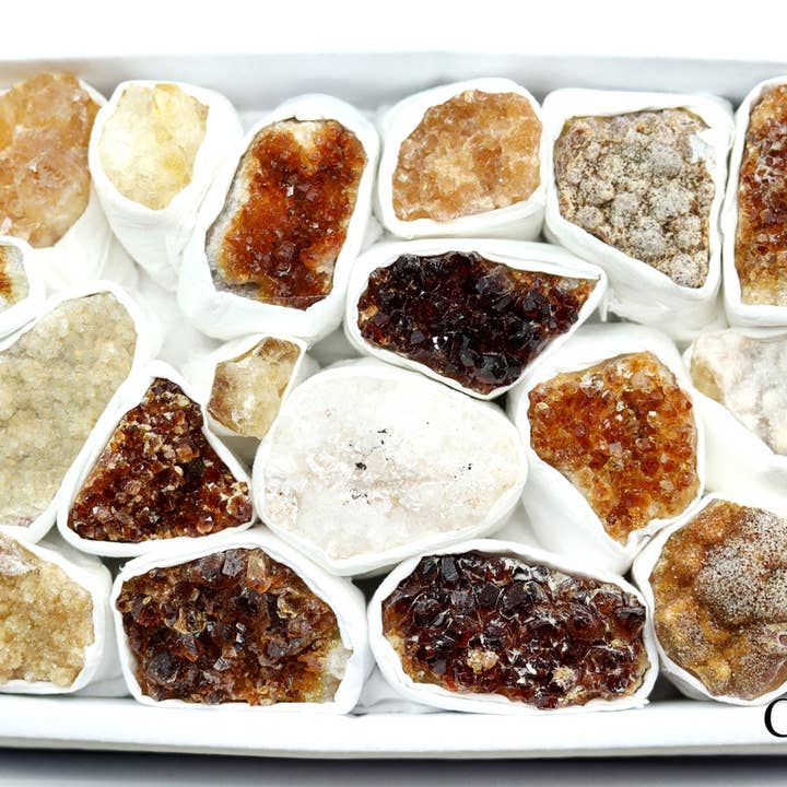 Crystal River Gems LLC - Wholesale Spiritual Stone/Crystal - QTY 1 - Multicolored Citrine Druzy / Small Flat / 1-2.5" avg