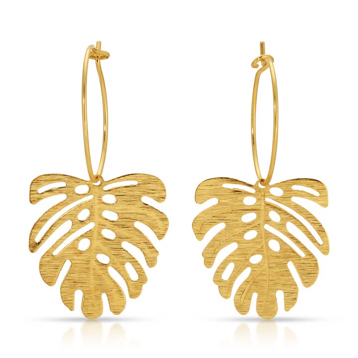 ER-406 | Monstera Hoops Øreringe for engroshandel hos Sunday Girl by Amy DiLamarra