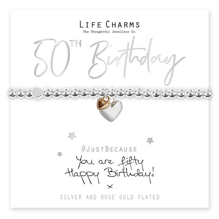 50th Birthday - Heart Charm Bracelet for wholesale by Life Charms