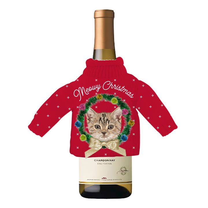 soiree-sisters - Wholesale Wine Gift Bag - Holiday Wine Bottle Sweater | Meowy Christmas