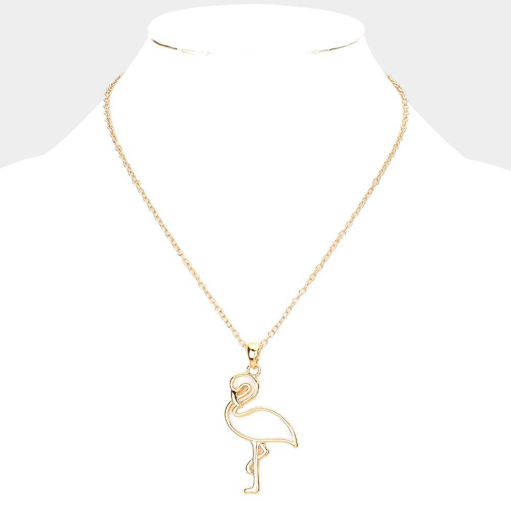 Sensibling Corp. - Wholesale Pendant/Charm Necklace - Metal Cut Out Flamingo Pendant Necklace1