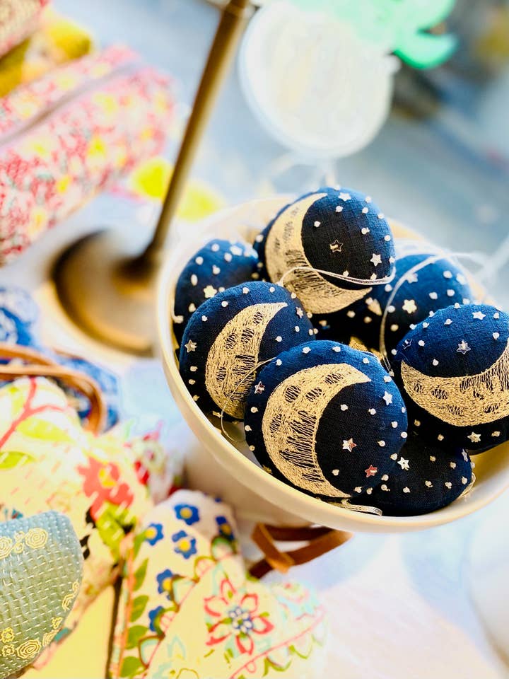 Half Moon Embroidered Hanging Ornament for wholesale by Belle's Nest