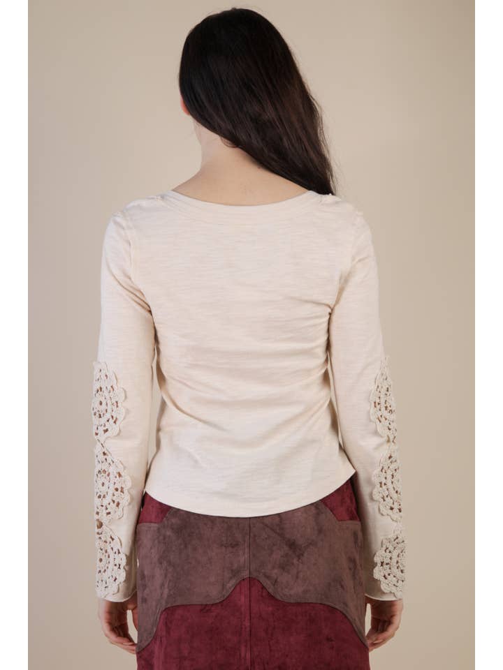 VERY J - Wholesale Knit Top - Women's - NT12252-Sleeve Lace Trim Solid Knit Top20