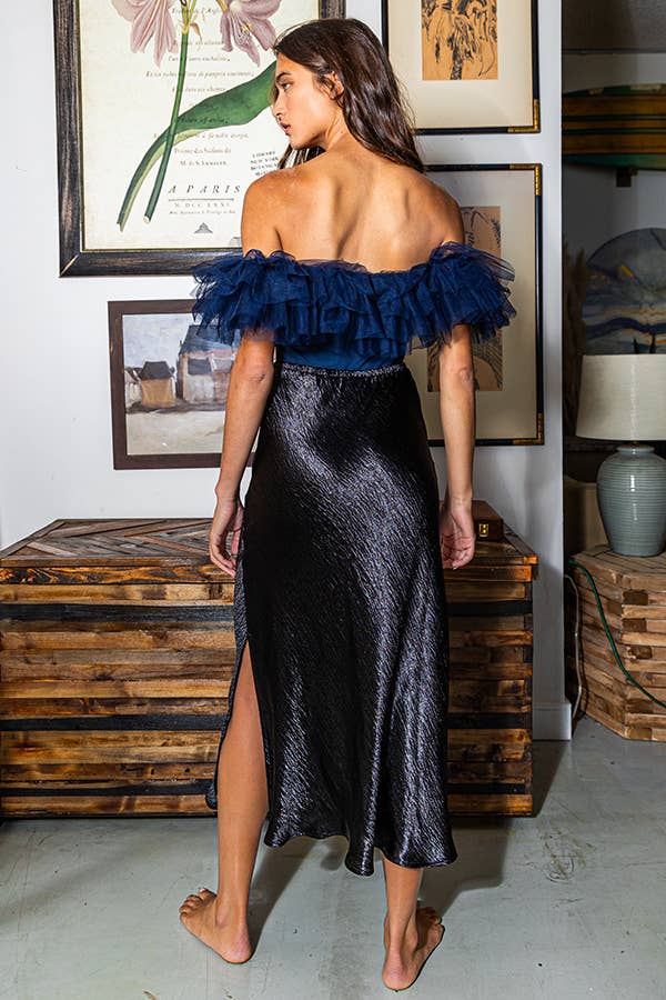 BUCKETLIST INC - Wholesale Skirt - Women's - S5073 -Solid Satin Midi Skirt33