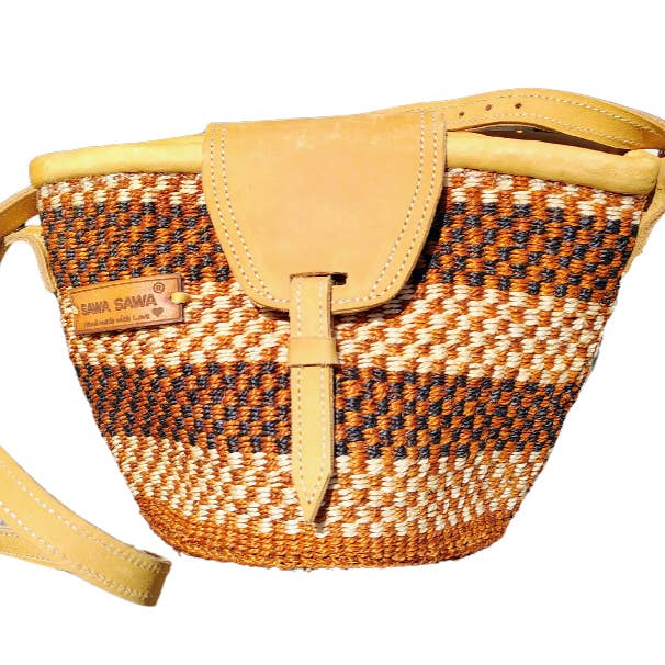 Life Damier Pattern Handwoven Sisal Straw Crossbody Shoulder Bag for wholesale by SAWA SAWA