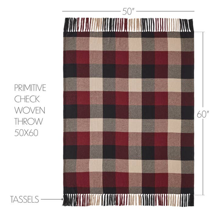 VHC Brands - Wholesale Throw Blanket - Heritage Farms Primitive Check Woven Throw 50x60