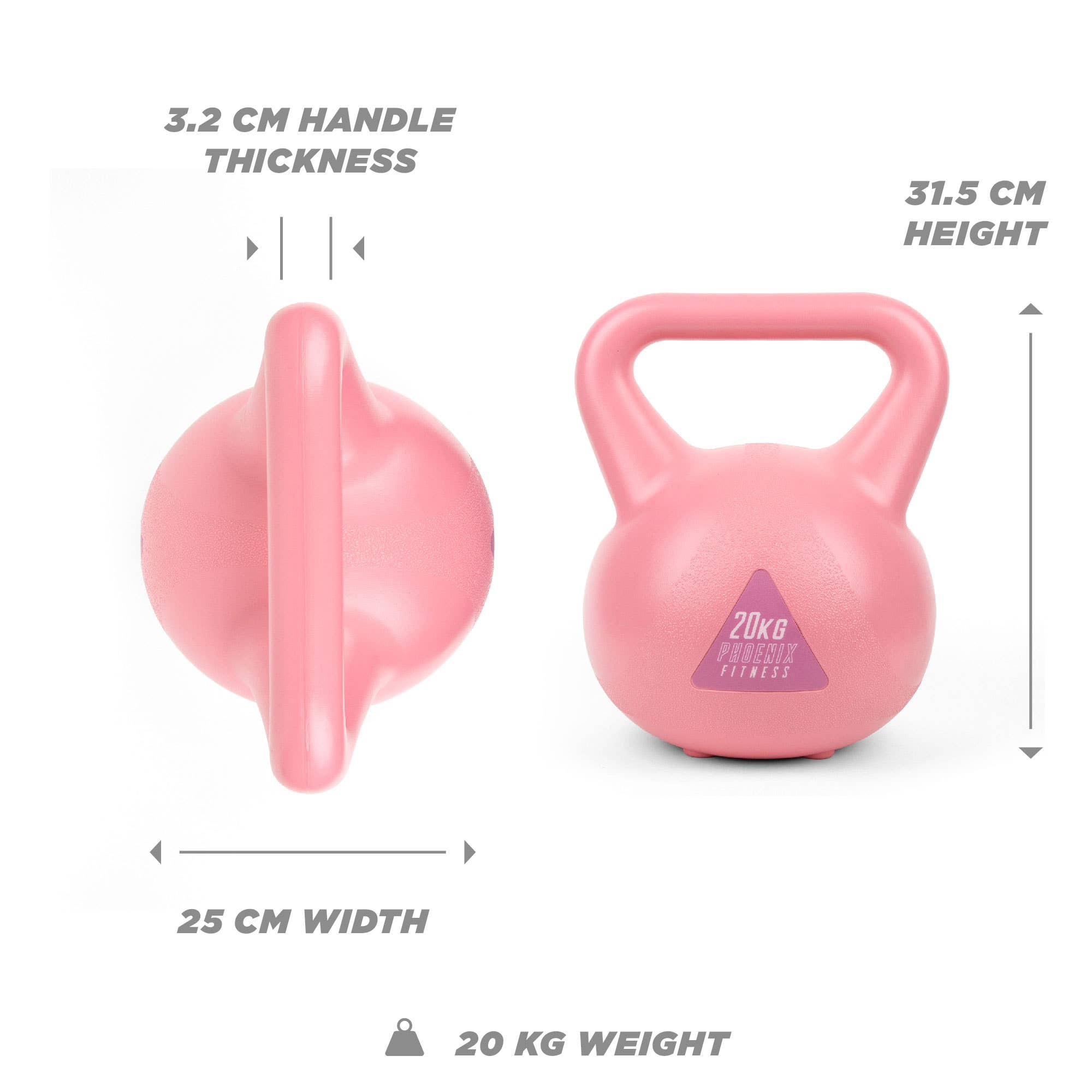 Phoenix Fitness - Vendita all'ingrosso Attrezzatura per il fitness - Kettlebell rosa rivestiti in vinile - attrezzatura fitness20