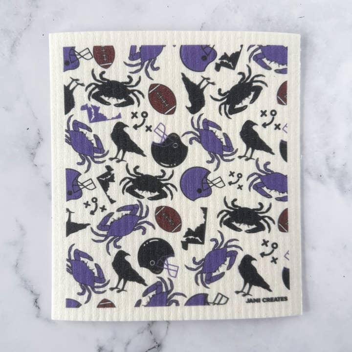 Baltimore Ravens Swedish Dish Cloth for wholesale by Jami Creates