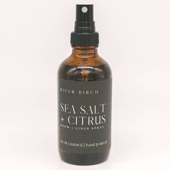 River Birch Candles - Wholesale Room & Linen Spray - Sea Salt + Citrus - 4 oz Amber Glass Room + Linen Spray