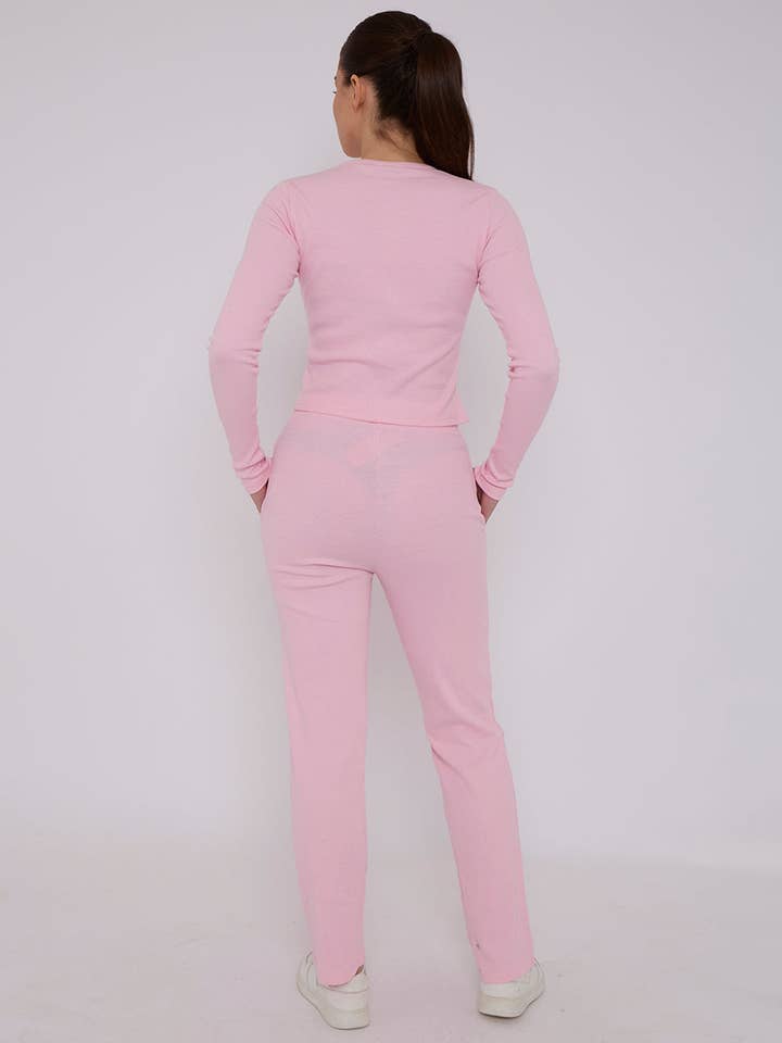 AX Labels - Wholesale Top & Pant Set (NOT Loungewear) - Women's - Ribbed Front Button Detail Top & Wide Leg Trouser Co-ord12
