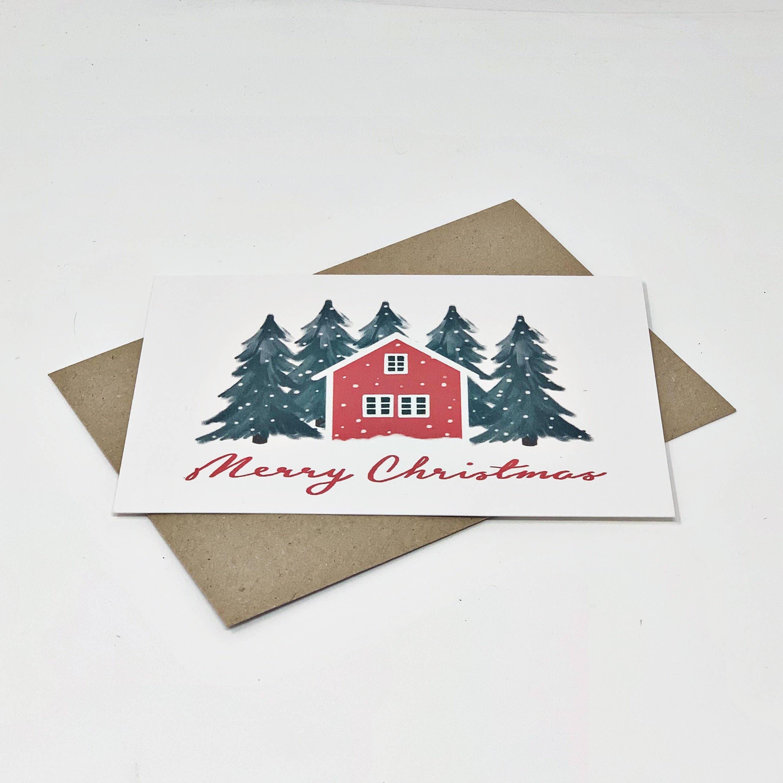Lomond Paper Co - Wholesale Christmas Card - Scandinavian Red House "Merry Christmas"3
