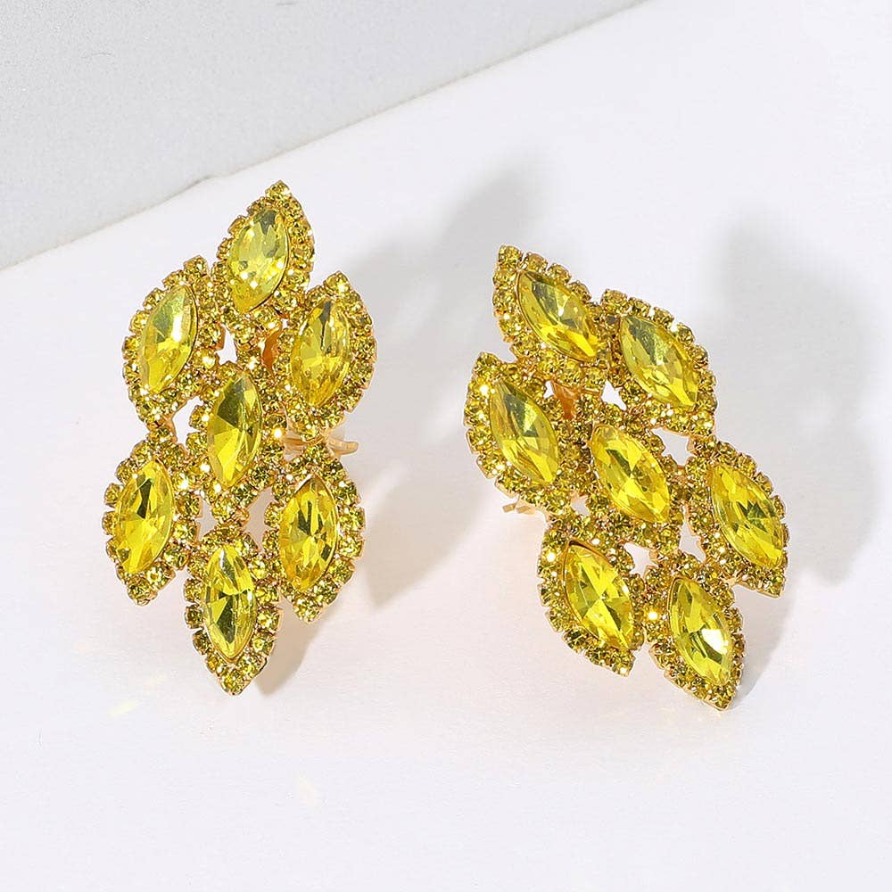 Sensibling Corp. - Wholesale Clip-On Earrings - Marquise Stone Embellished Clip On Earrings7