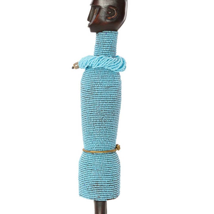 Swahili | AFRICAN MODERN - Wholesale Decorative Figurine - 19" Beaded Namji Dolls with Necklaces and Hats3