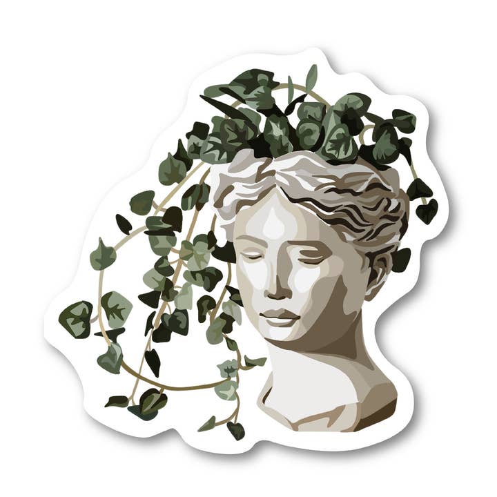 Autocollant végétal en vinyle dessiné à la main pour la vente par Mads Mueller Design Co