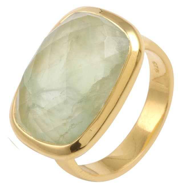 Alessandra Prehnite Gemstone Ring for wholesale by POMEGRANATE