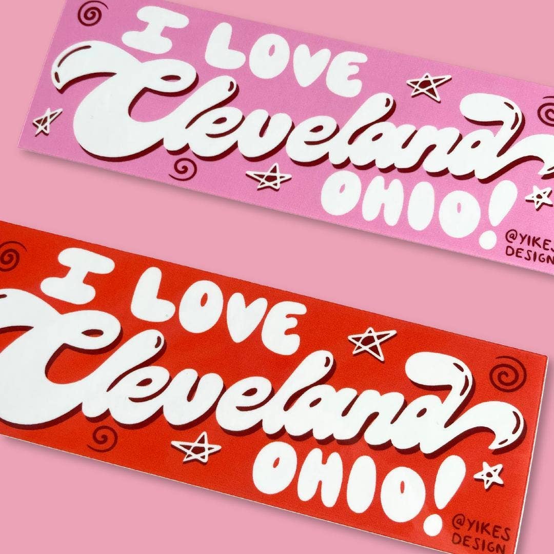 Yikes Design - Wholesale Sticker - I Love Cleveland Ohio! Mini Bumper Sticker2