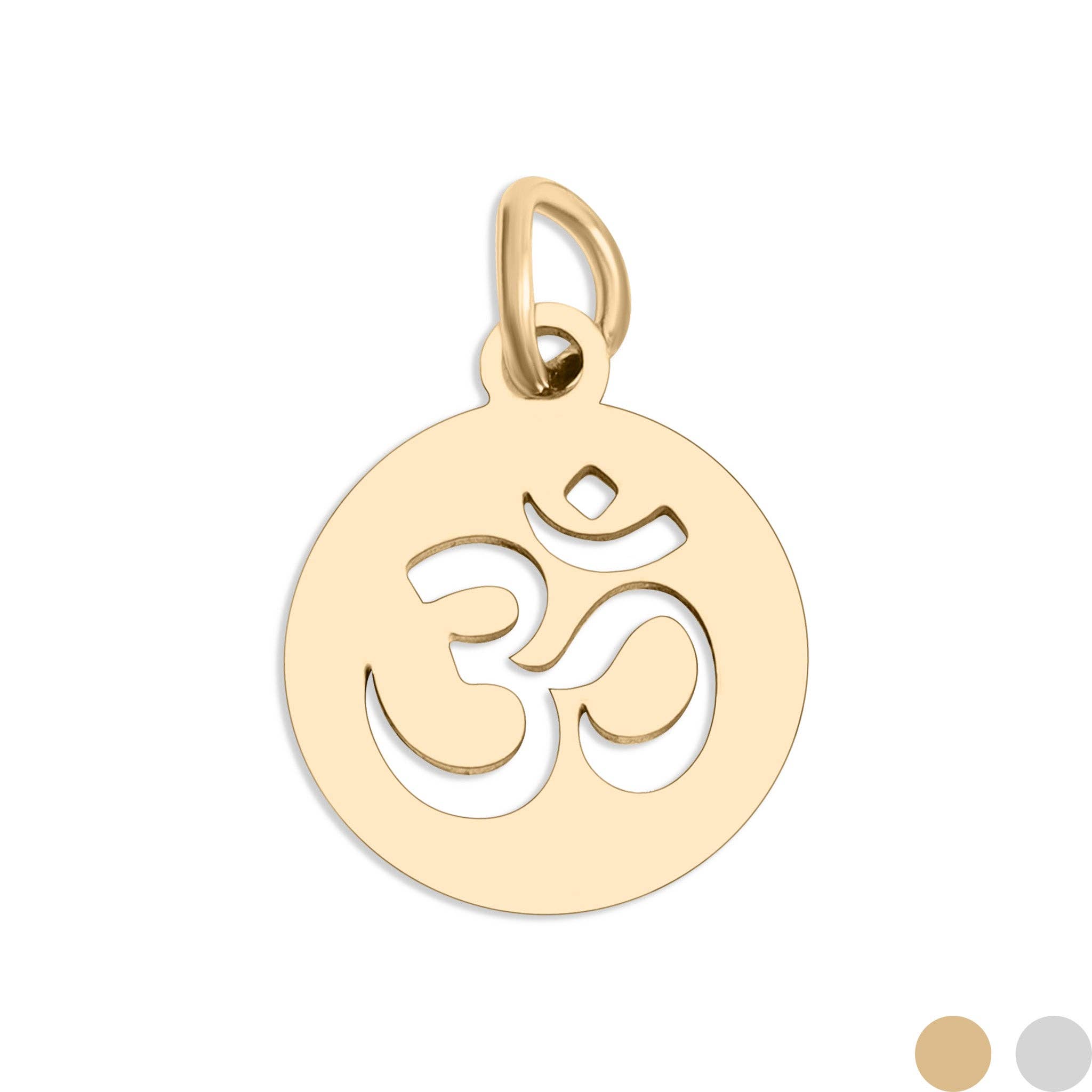 WJW - Wholesale Individual Charm/Pendant - 18K Gold PVD Stainless Steel "Om" Symbol Circle Pendant