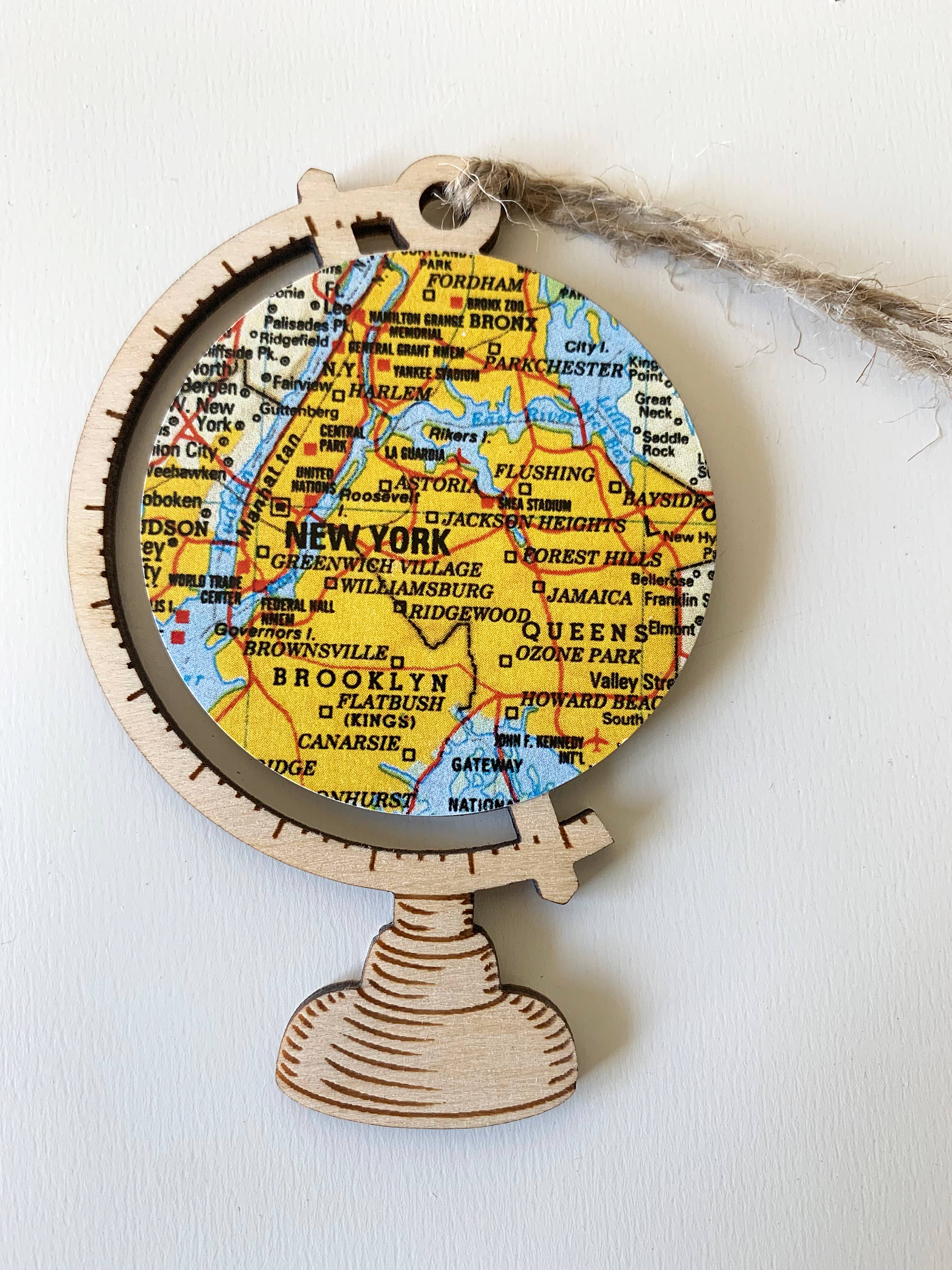 Granny Panty Designs - Wholesale Ornament - New York City  Map Globe Ornaments, NYC Christmas Ornaments1