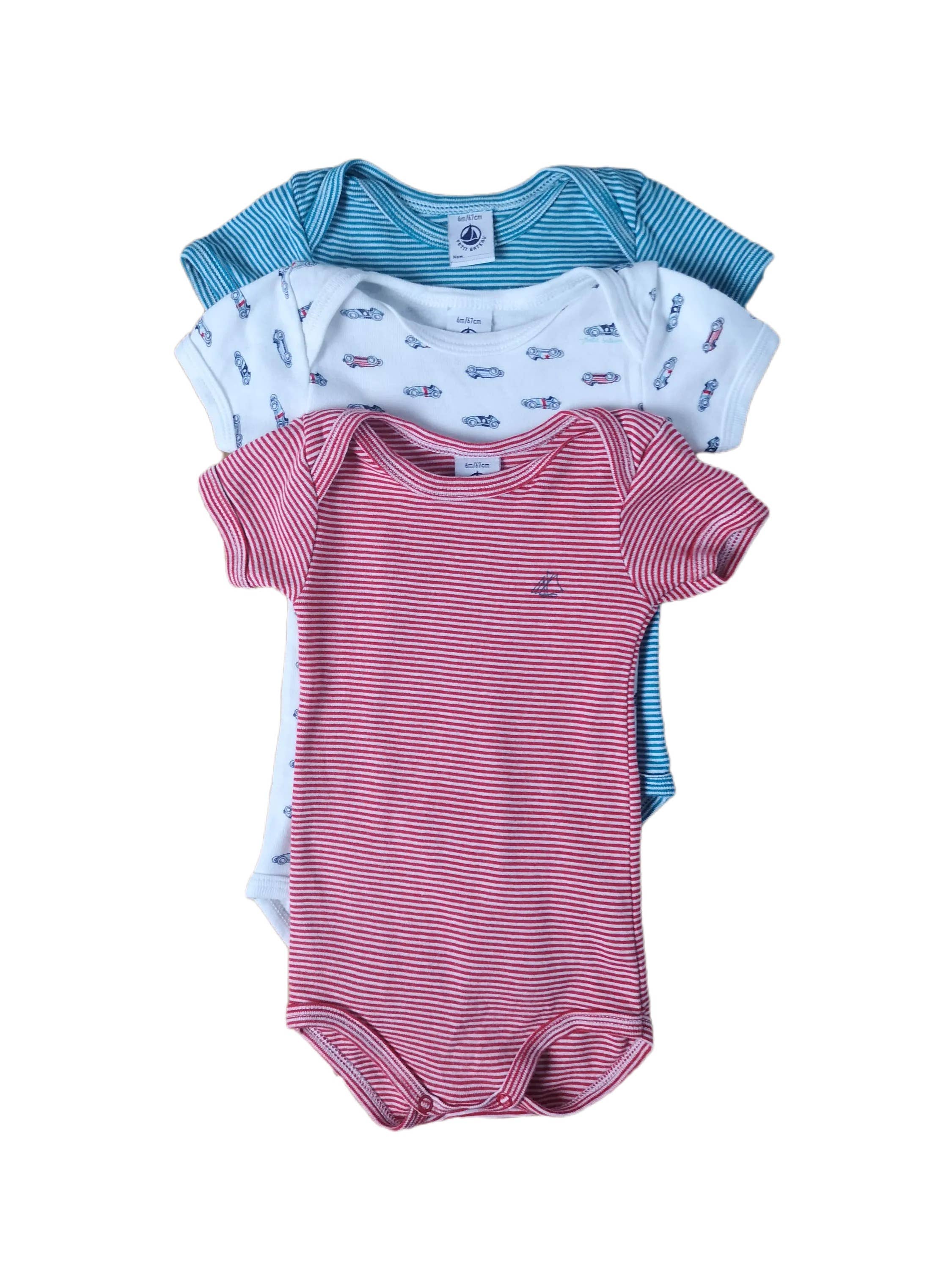 Mademoiselle Bébé - Wholesale Bodysuit (Non-Footed) - Baby - Set of 3 Petit Bateau bodysuits