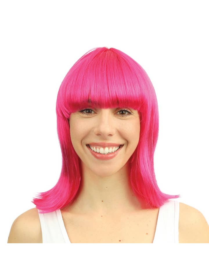 P'tit Clown - Wholesale Costume - Unisex - Medium-Length Straight Wig With Bangs - Pink1