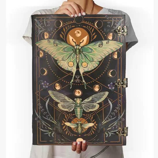 Grand journal cuir relié Livre de Sorts avec impression de grimoire pour la vente par Tuzech Leather