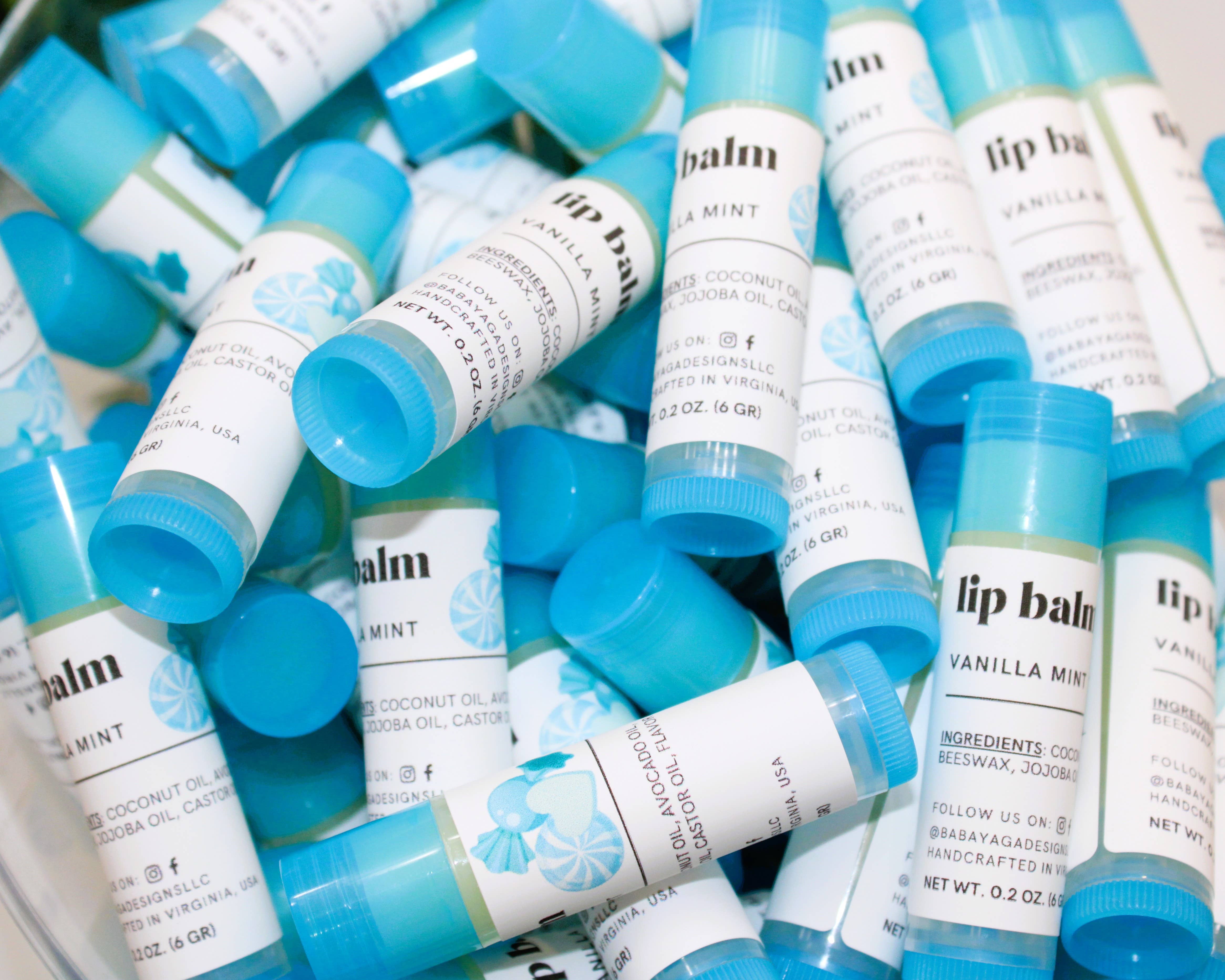 Baba Yaga Designs LLC - Wholesale Lip Balm - Vanilla Mint Lip Balm, Natural Chapstick Lips Smacker