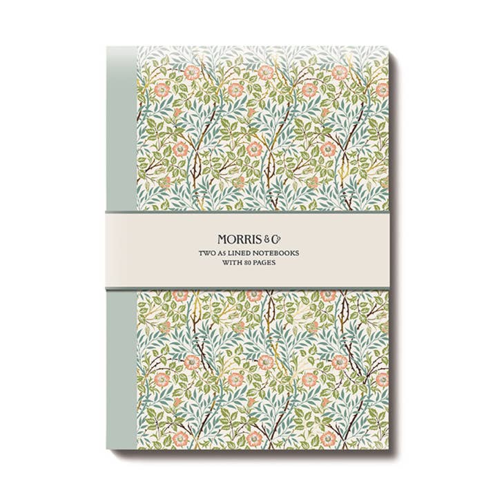 William Morris Set 2 A5 Notebooks Helena Peach Gift for wholesale by The Great British Card Company (GBCC) Ltd