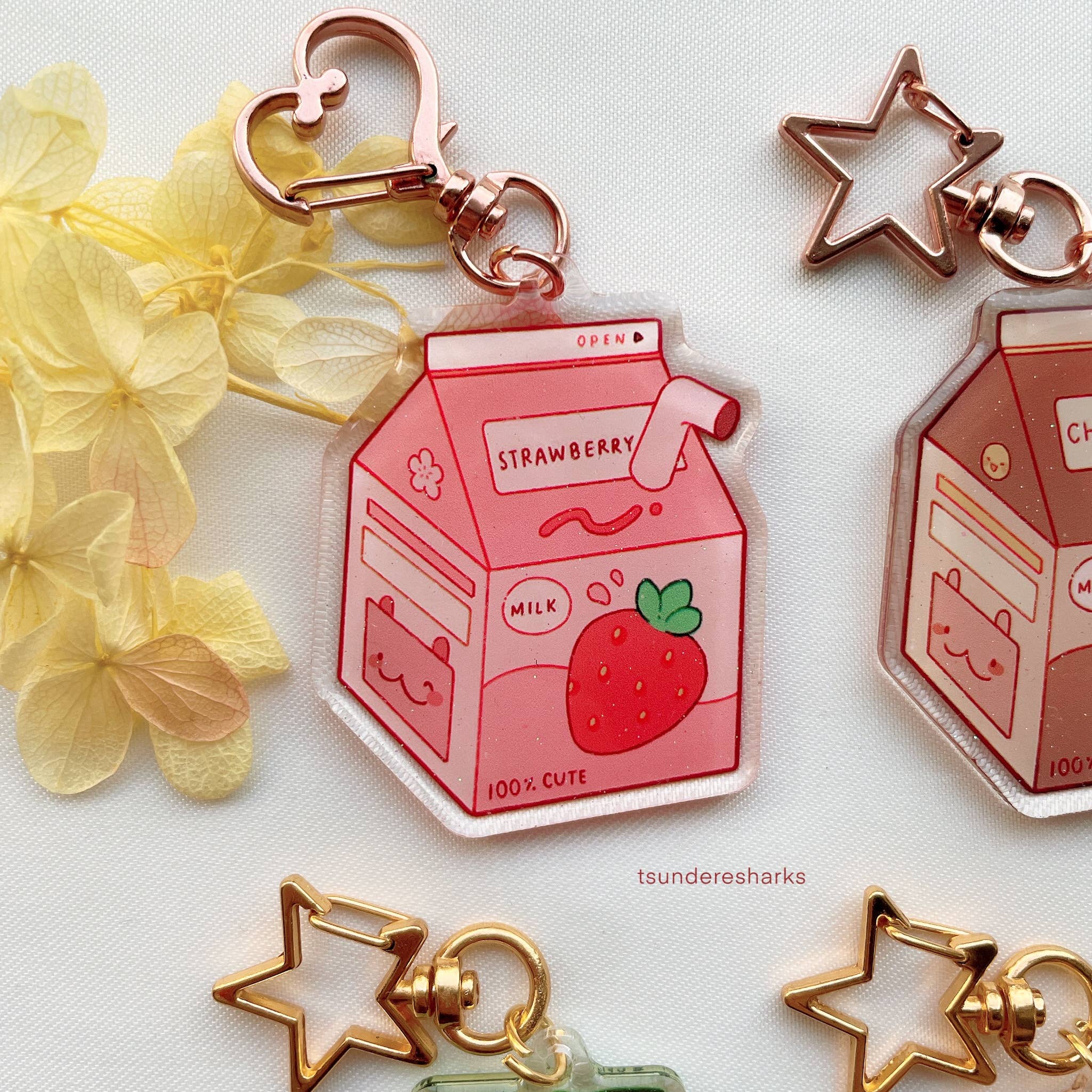 tsunderesharks - Wholesale Keychain - Women's - Strawberry, Banana, Melon, Chocolate Milk Carton Keychains2