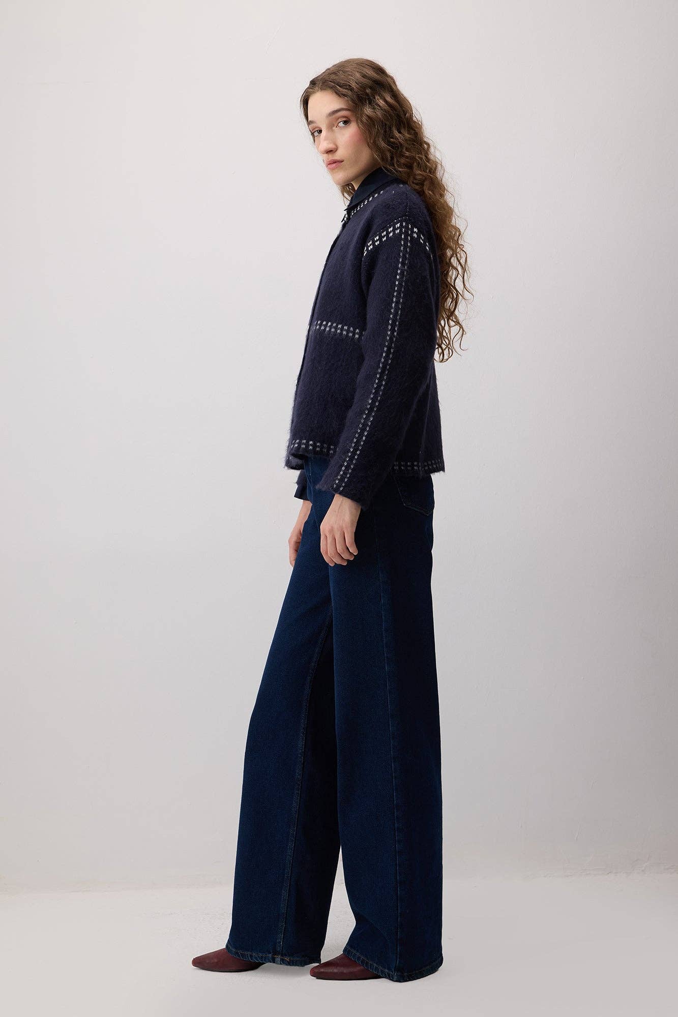 Blu Navy CARDIGAN A CONTRASTO RASHED in vendita all'ingrosso su Faire4
