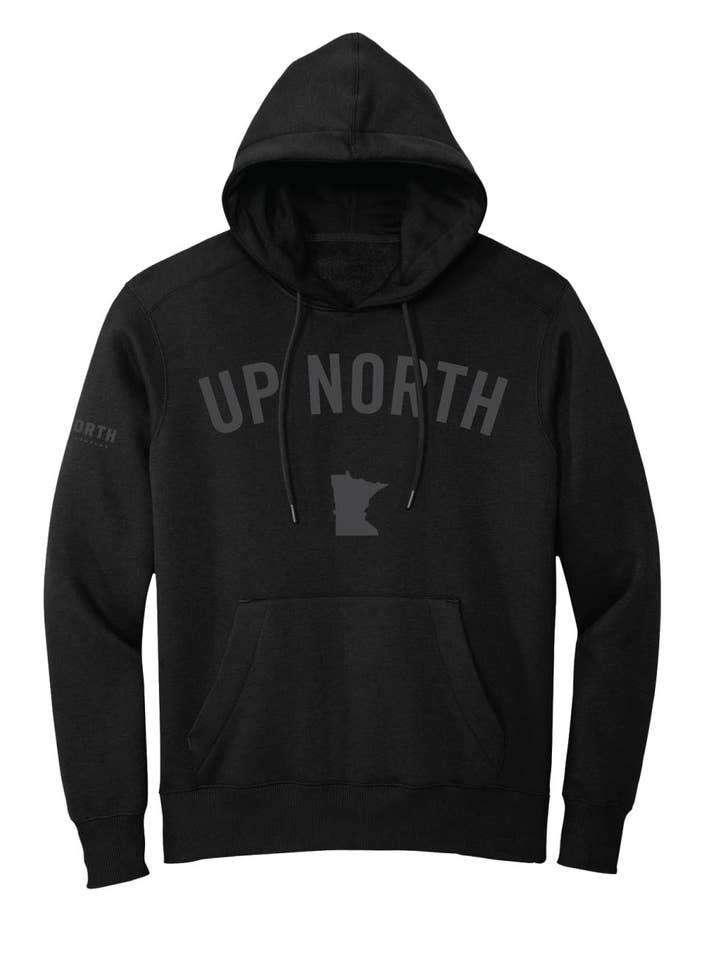 Chandail à capuchon en feutre Blackout Up North MN pour la vente par Up North Trading Company