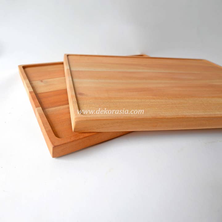 Dekor Asia Indonesia – Engroshandel Serveringsbakke – Naturlig firkantet bakke af træ til snack og serveringsbakke | Bordservice | Gratis forsendelse3