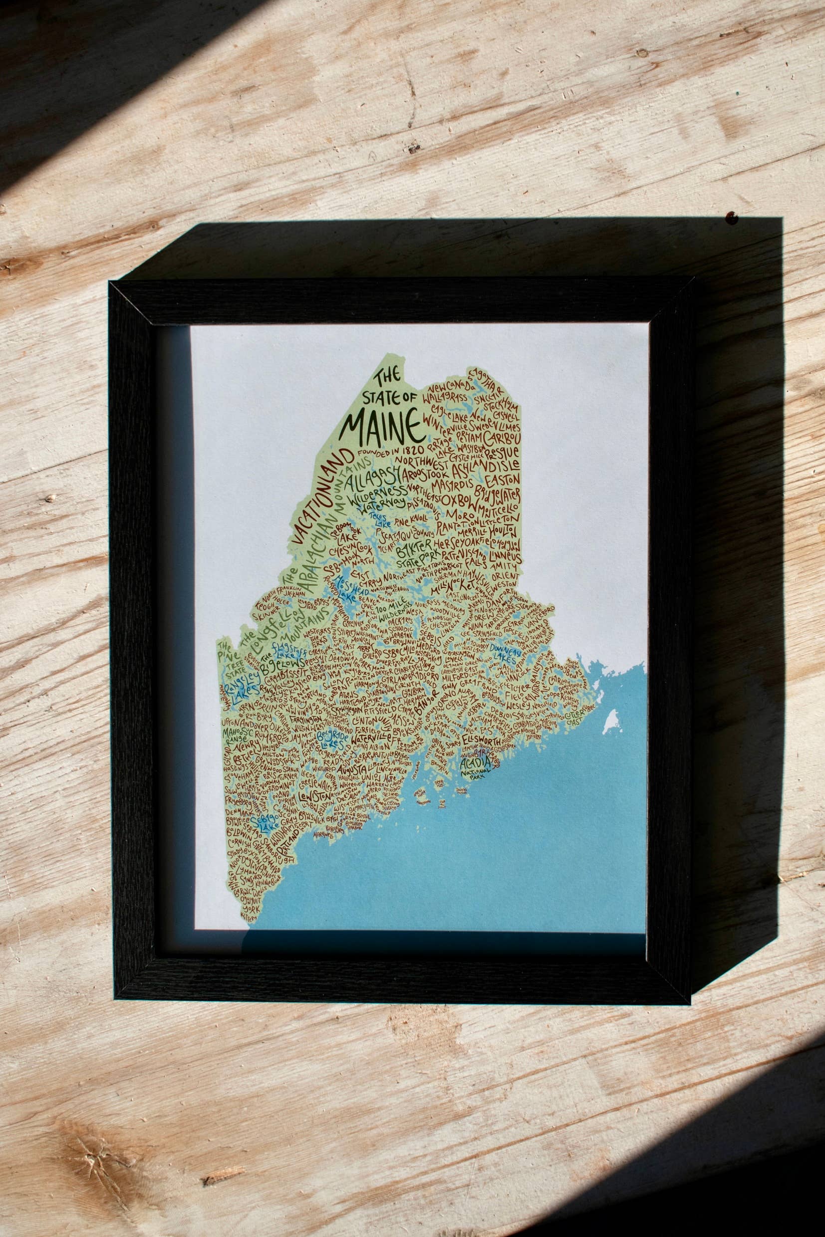 Abby Clark Creative - Wholesale Art Print - The State of Maine -Hand Lettered Typography 11x14 Art Print6