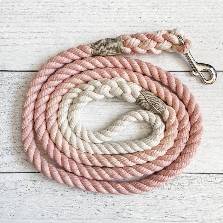 Powder Pink Dog Leash // Cotton Rope Lead for wholesale by Downtown Dog